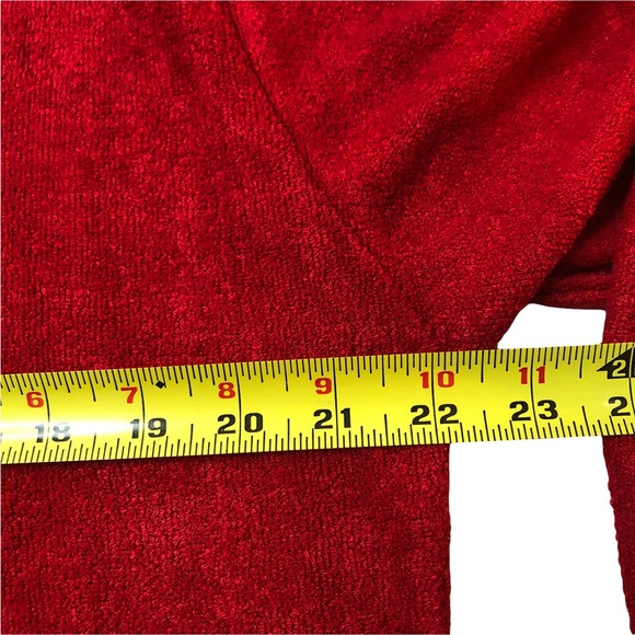 Women’s Oversized Merry Christmas Comfy Cozy Top, Soft Terry Cloth, Red Unisex L - Picture 7 of 7